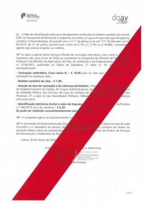 Campanha Oficial de Vacina&ccedil;&atilde;o Antirr&aacute;bica e de Controlo de outras Zoonoses