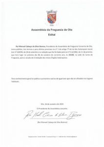 EDITAL - REUNIÃO PARA SESSÃO DE INSTALAÇÃO DOS NOVOS ÓRGÃOS AUTÁRQICOS