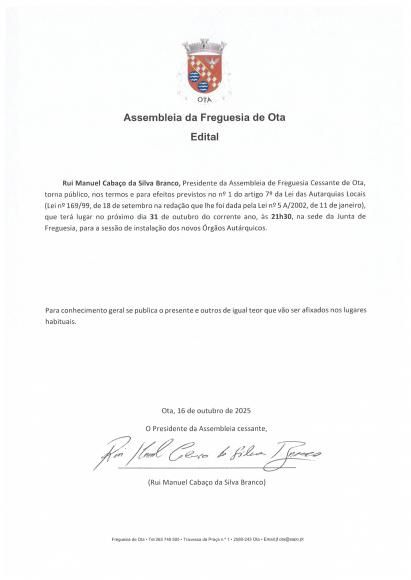 EDITAL - REUNI&Atilde;O PARA SESS&Atilde;O DE INSTALA&Ccedil;&Atilde;O DOS NOVOS &Oacute;RG&Atilde;OS AUT&Aacute;RQICOS