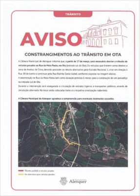 AVISO - CONSTRAGIMENTOS AO TRÂNSITO EM OTA