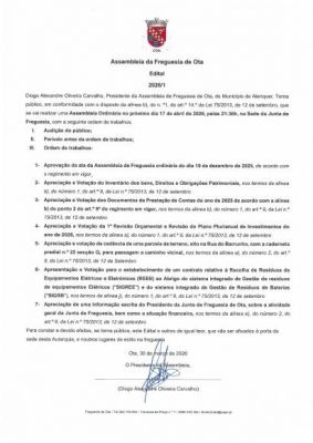 EDITAL - ASSEMBLEIA DE FREGUESIA DE OTA