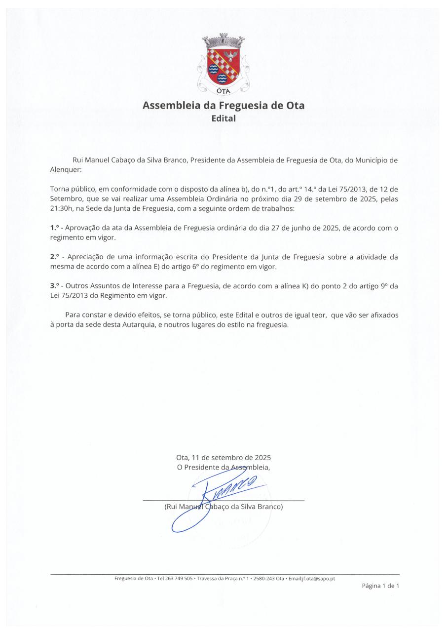 Assembleia da Freguesia de Ota